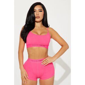 FashionNova Hot Pink FN Mood Cami & Boxer Set New With Tags Size S